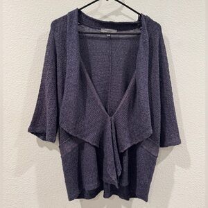 Classiques Entier Silk Wool Linen Blend Purple Knit Open Front Cardigan Size XL